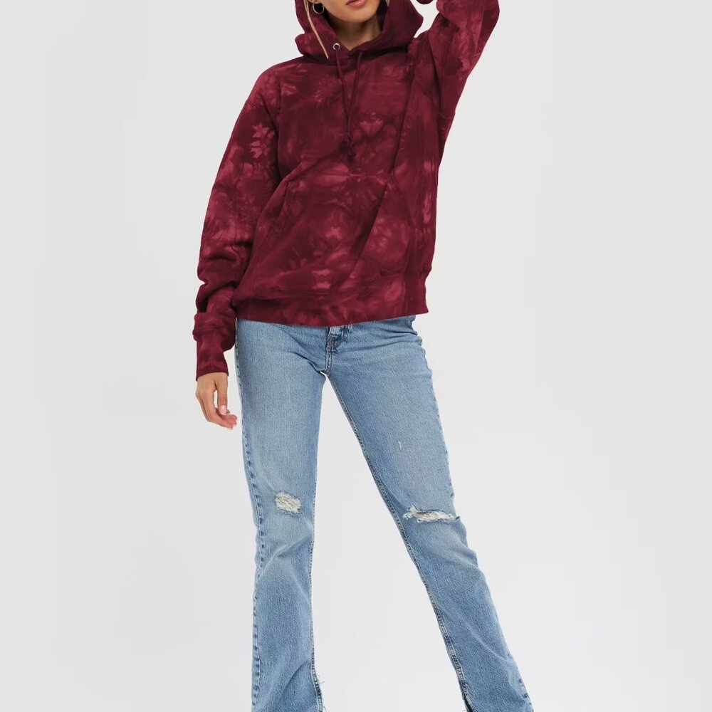 NWOT Womens Champion Reverse Weave Scrunch-Dye Tie-Dye Hooded Sweatshirt